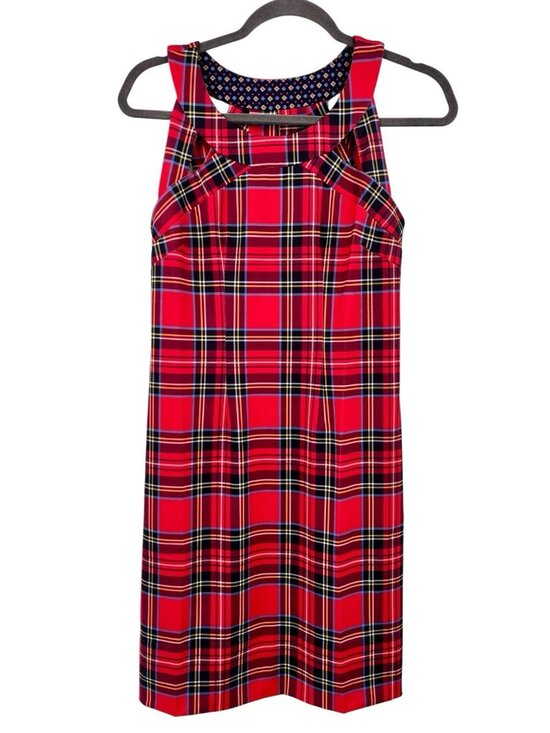 Gretchen Scott Dresses & Skirts - GRETCHEN SCOTT Women's Red Plaid Sleeveless Isosceles Sheath Dress NWT XS